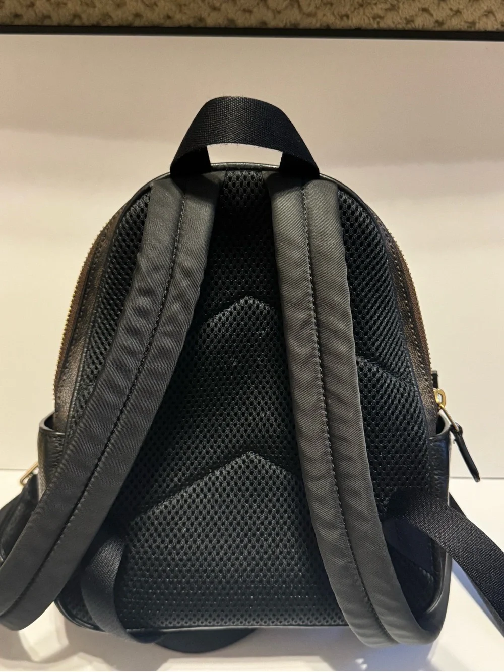 Coach Black & Brown Signature Mini Backpack